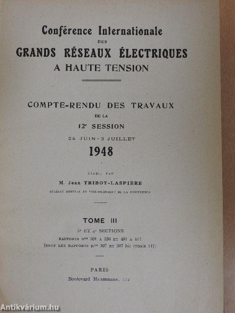 Conférence Internationale des Grands Réseaux Électriques a Haute Tension III.