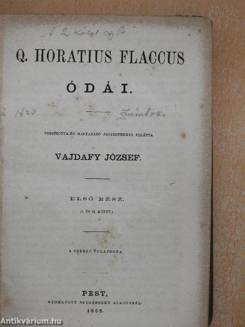 Q. Horatius Flaccus ódái I-II.