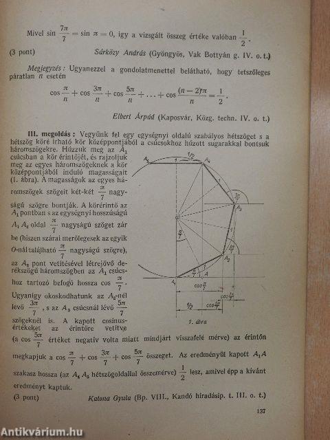 Középiskolai matematikai lapok 1958. évi 5. szám