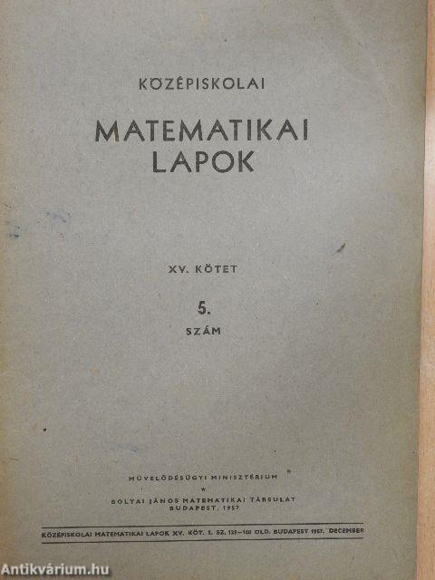 Középiskolai matematikai lapok 1957. évi 5. szám