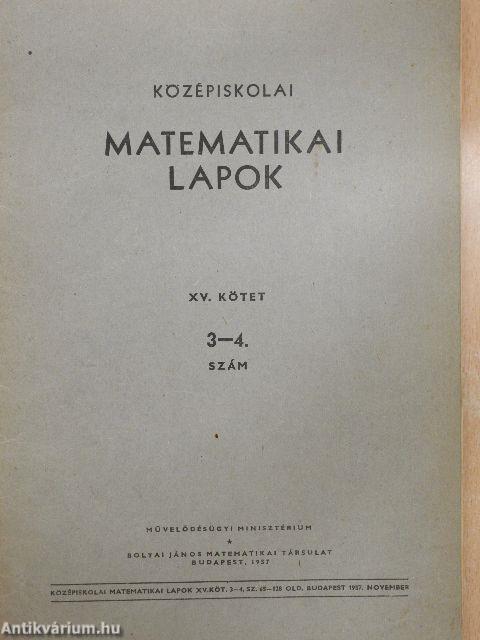 Középiskolai matematikai lapok 1957. évi 3-4. szám