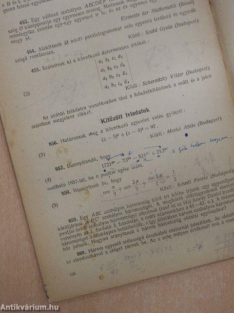 Középiskolai matematikai lapok 1957. évi 3-4. szám