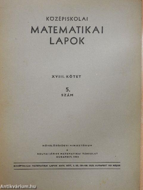 Középiskolai matematikai lapok 1959. évi 5. szám