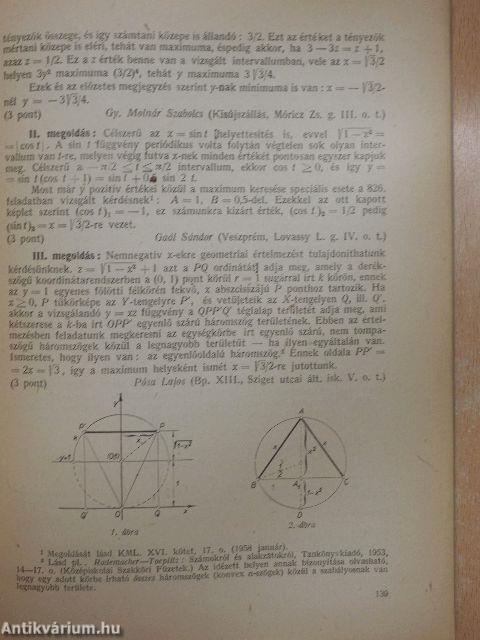 Középiskolai matematikai lapok 1959. évi 5. szám