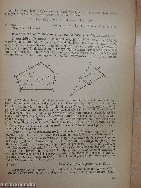 Középiskolai matematikai lapok 1959. évi 2. szám