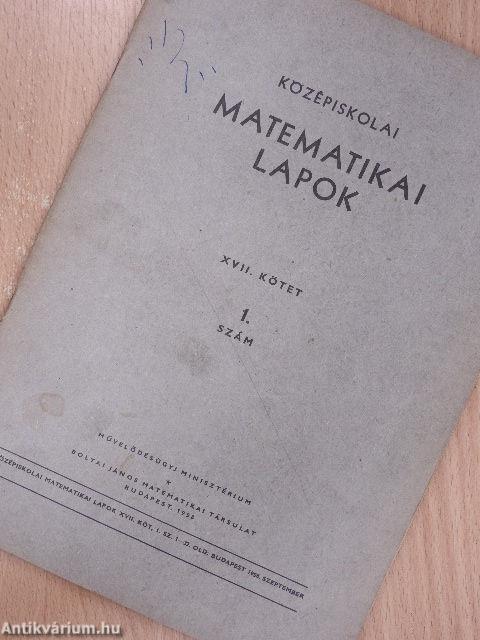 Középiskolai matematikai lapok 1958 (fél évfolyam)