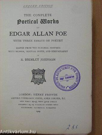 The complete Poetical Works of Edgar Allan Poe