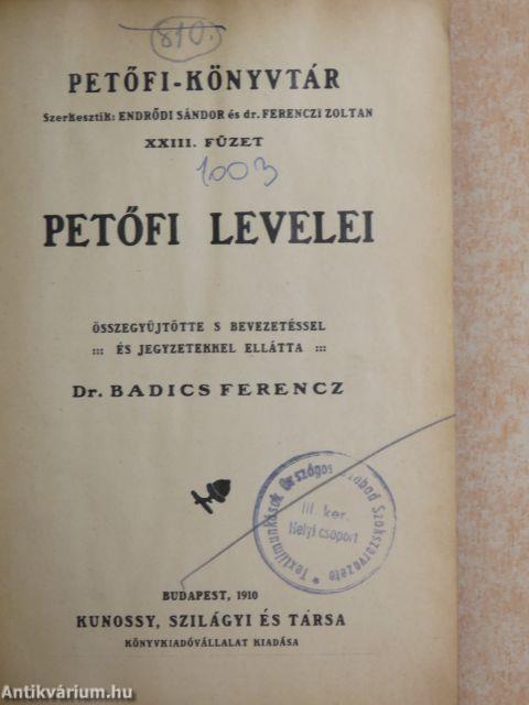 Petőfi levelei/Petőfi eltűnésének irodalma