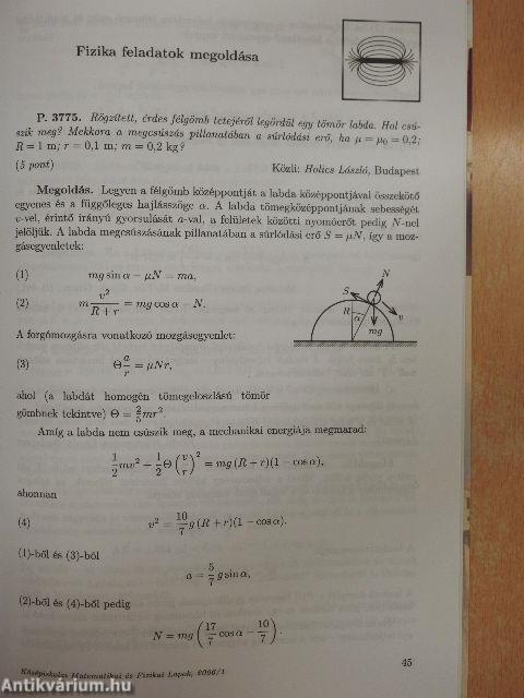 Középiskolai Matematikai és Fizikai Lapok 2006. január