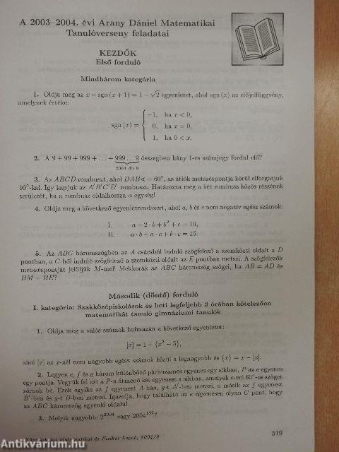 Középiskolai Matematikai és Fizikai Lapok 2004. december