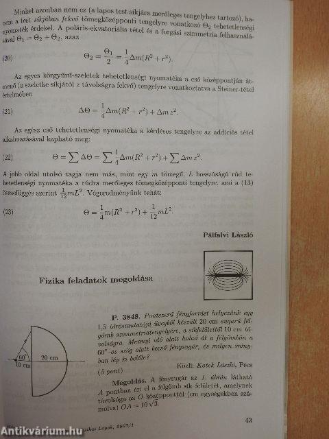 Középiskolai Matematikai és Fizikai Lapok 2007. január