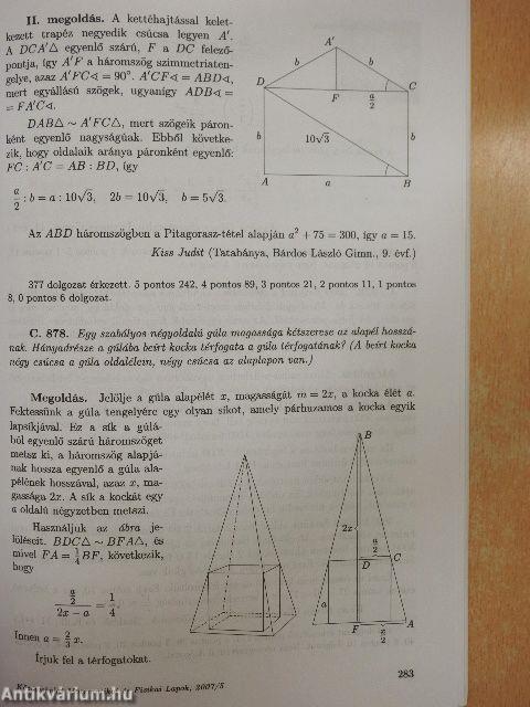 Középiskolai Matematikai és Fizikai Lapok 2007. május