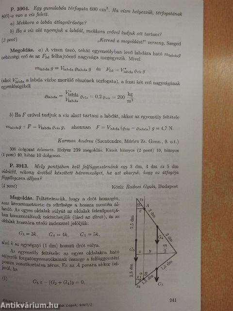 Középiskolai Matematikai és Fizikai Lapok 2007. április