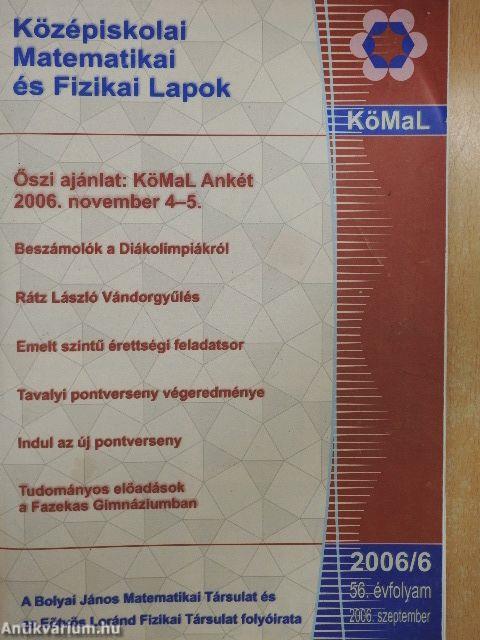 Középiskolai Matematikai és Fizikai Lapok 2006. szeptember