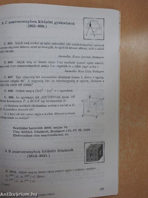 Középiskolai Matematikai és Fizikai Lapok 2005. április