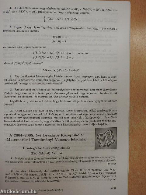 Középiskolai Matematikai és Fizikai Lapok 2005. november