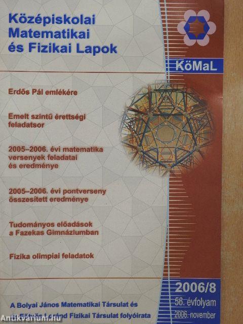 Középiskolai Matematikai és Fizikai Lapok 2006. november