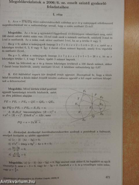 Középiskolai Matematikai és Fizikai Lapok 2006. november