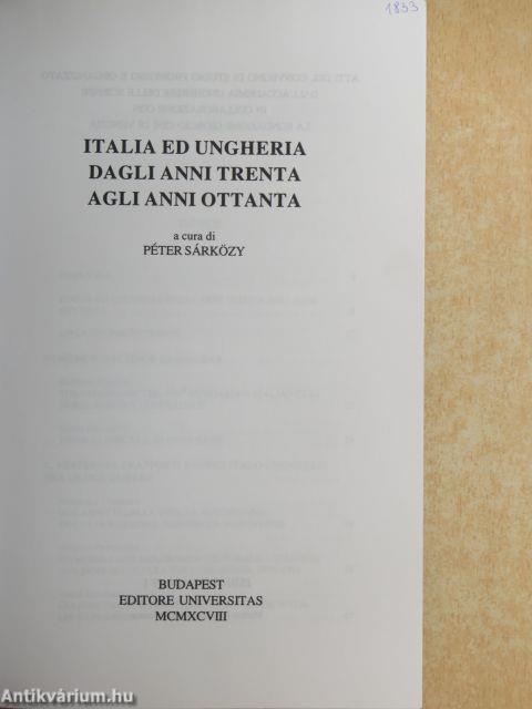 Italia ed Ungheria dagli anni trenta agli anni ottanta