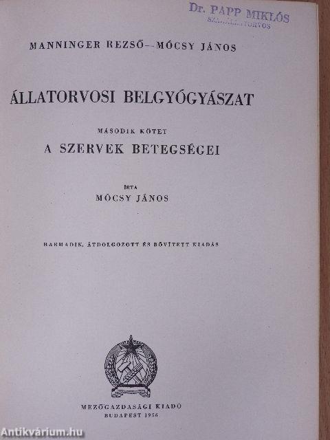 Állatorvosi belgyógyászat II.