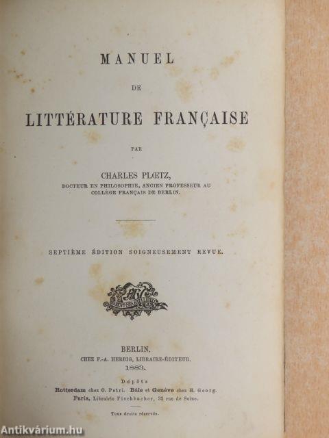 Manuel de littérature francaise