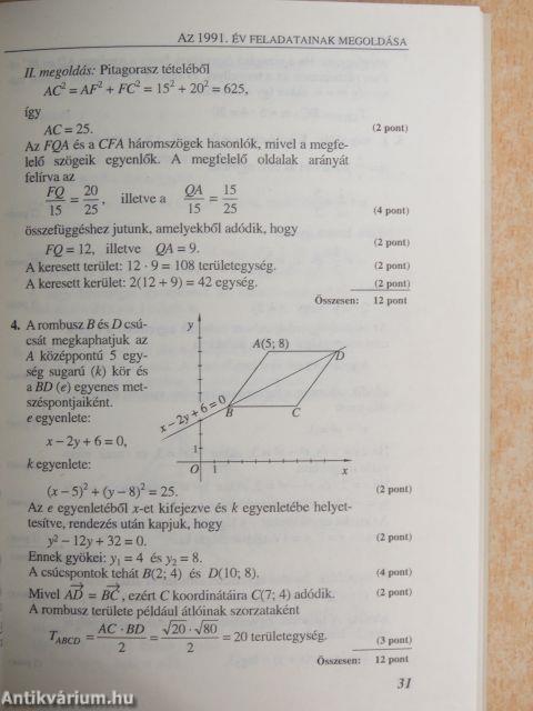 Írásbeli érettségi-felvételi feladatok - Matematika '91-'95