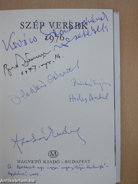 Szép versek 1976 (ötszörösen aláírt példány)