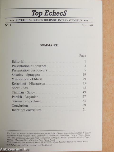 Top EchecS Mars-Avril 1988