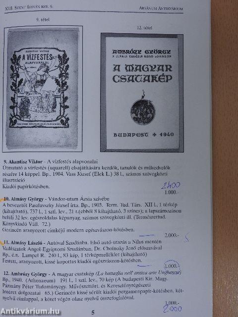 Arkánum Antikvárium 1. aukciója