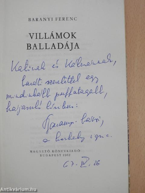 Villámok balladája (dedikált példány)