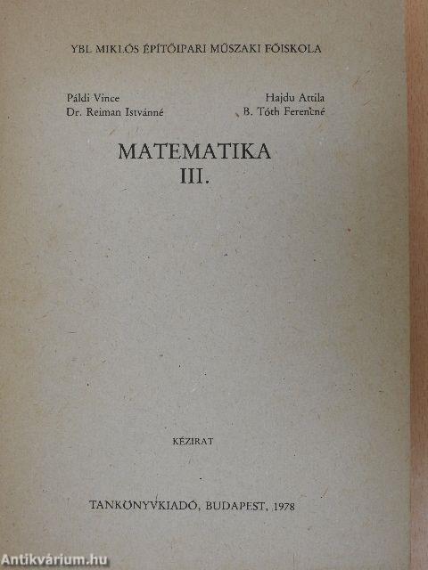 Matematika III.