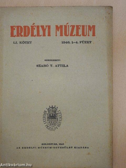 Erdélyi Múzeum 1946/1-4.