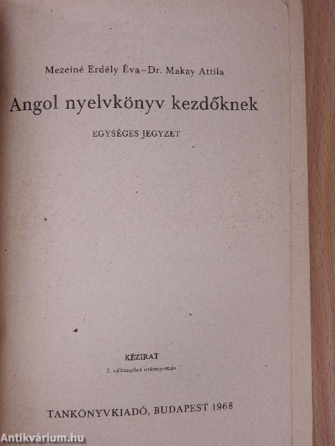 Angol nyelvkönyv kezdőknek