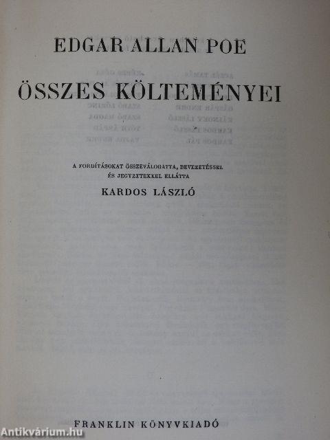 Edgar Allan Poe összes költeményei