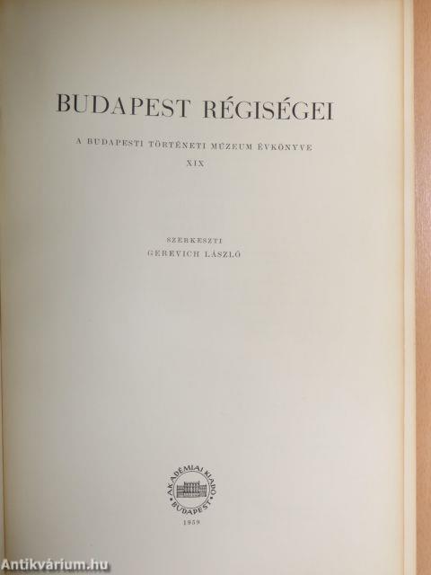 Budapest régiségei XIX.