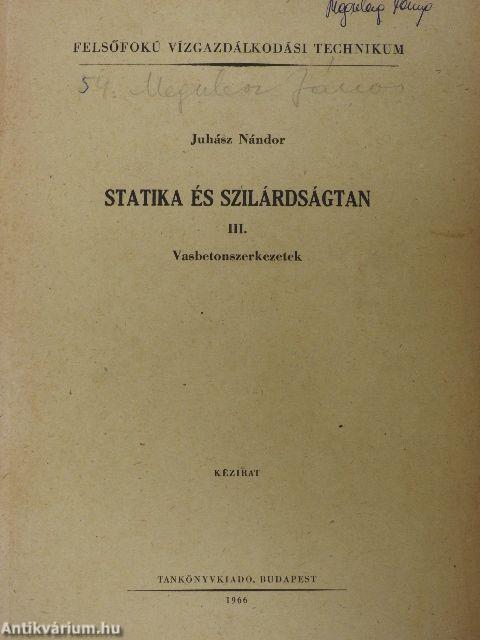 Statika és szilárdságtan III.