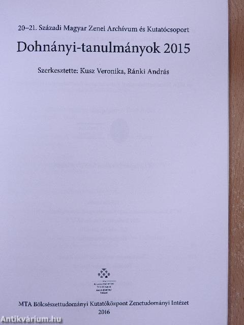 Dohnányi-tanulmányok 2015