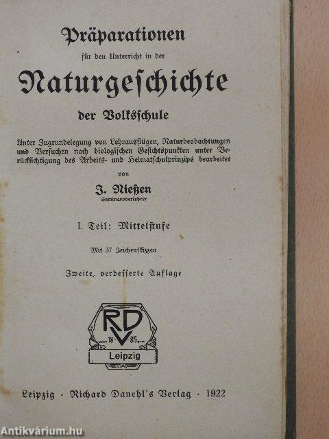 Präparationen für den Unterricht in der Naturgeschichte der Volkschule I. (gótbetűs)