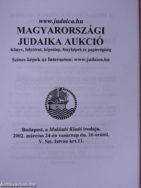 Magyarországi Judaika Aukció 2002. március 24.