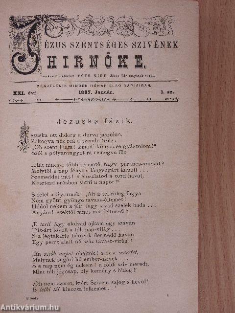 Jézus Szentséges Szivének Hirnöke 1887. január-december/1888. (nem teljes évfolyam)