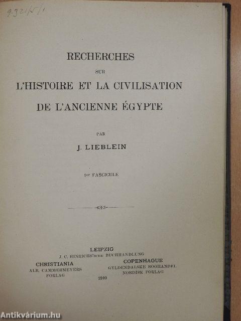 Recherches sur l'Histoire et la Civilisation de l'Ancienne Égypte