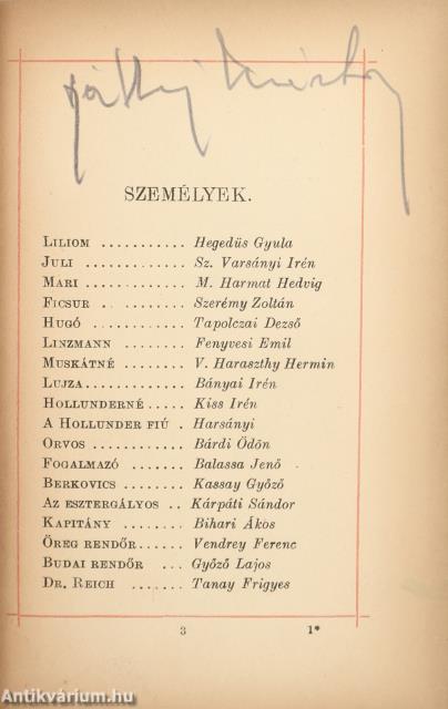 Liliom (aláírt példány)