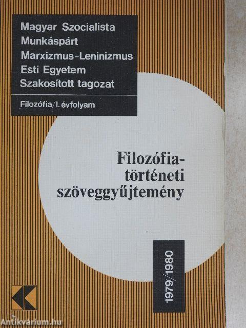 Filozófiatörténeti szöveggyűjtemény 1979-1980.