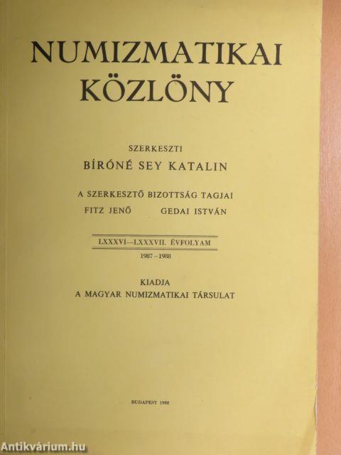 Numizmatikai közlöny 1987-1988.