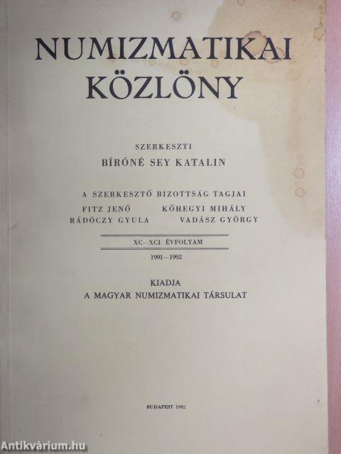 Numizmatikai közlöny 1991-1992