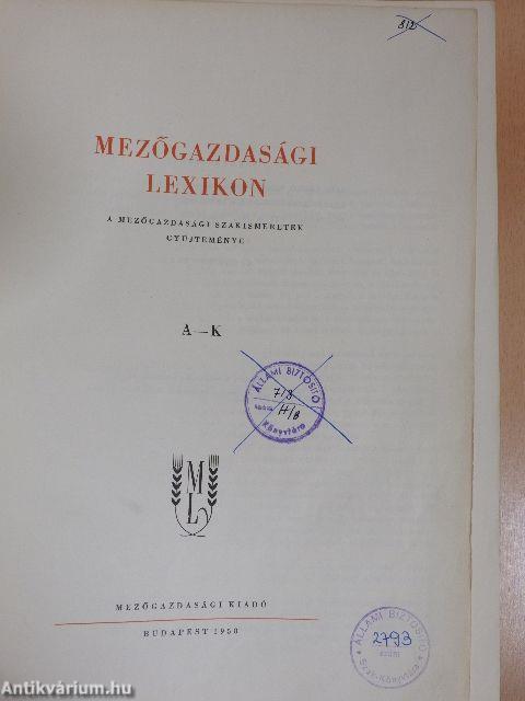 Mezőgazdasági Lexikon II. (töredék)