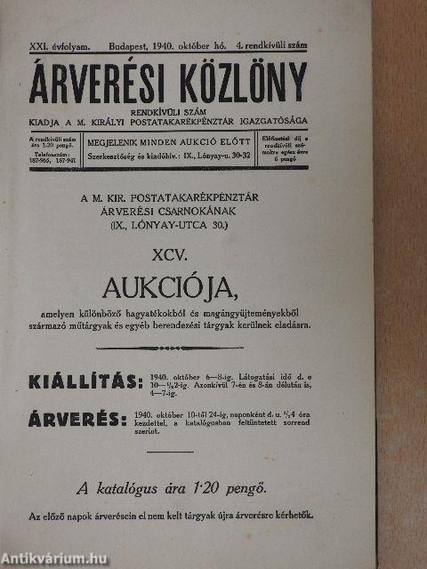 Árverési Közlöny 1940. október