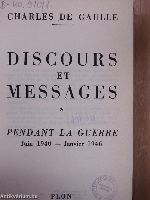 Discours et Messages I.