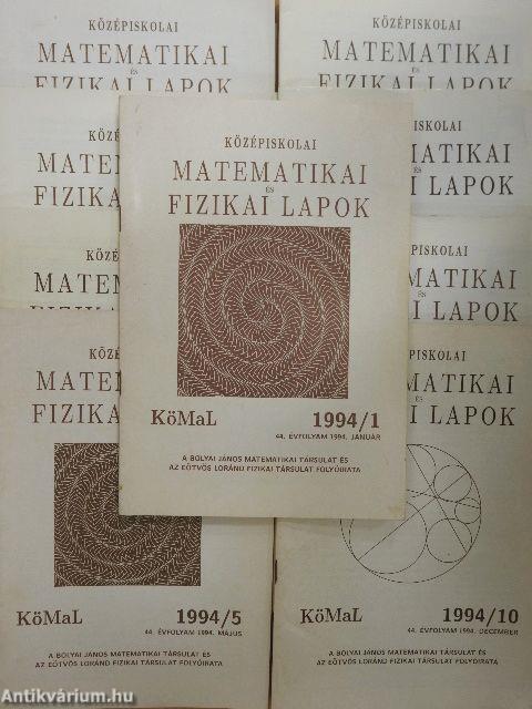 Középiskolai matematikai és fizikai lapok 1994. január-december