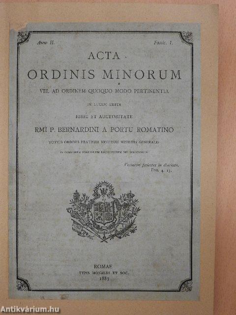 Acta Ordinis Minorum Januarii-Decembris 1883